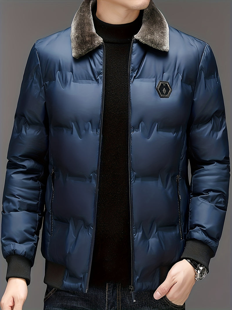 Manteau d'Hiver Léger pour Hommes avec Poches Zippées Chaudes et Décontractées en Coton Rembourré
