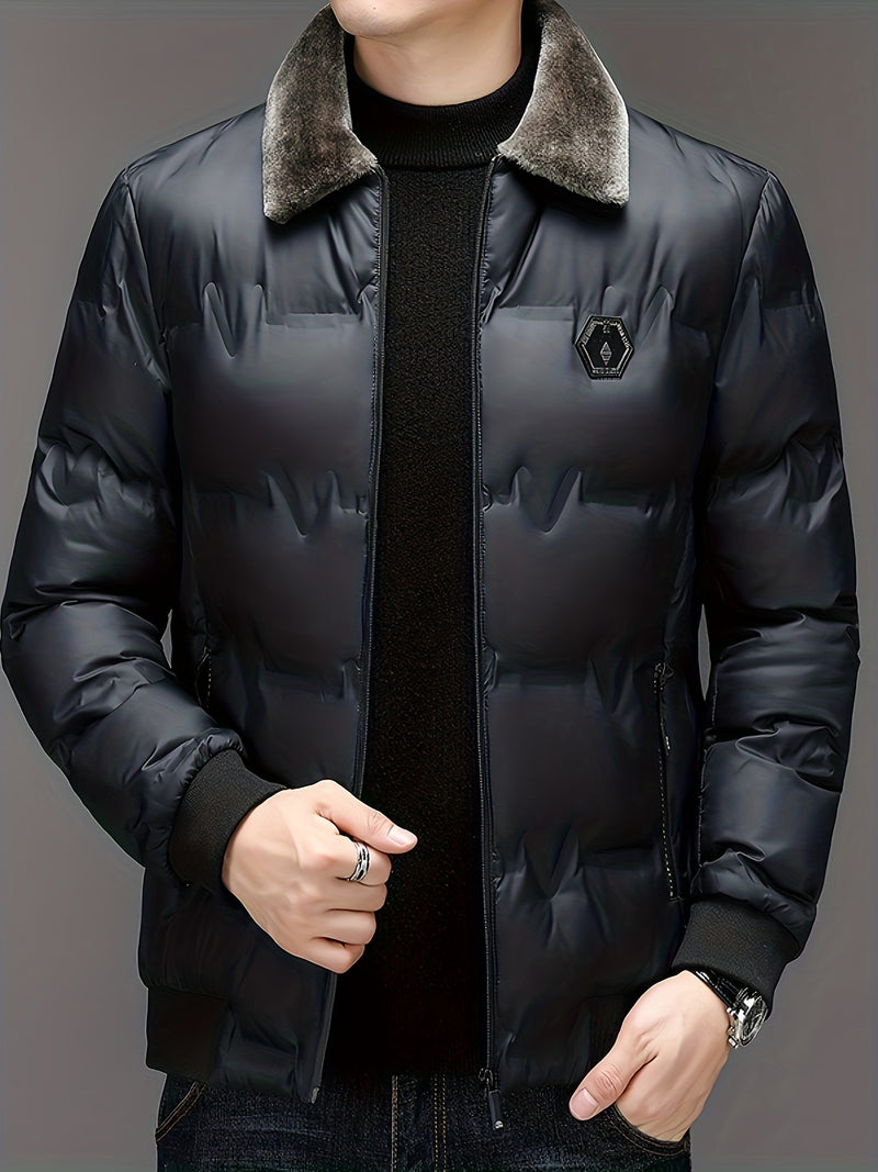Manteau d'Hiver Léger pour Hommes avec Poches Zippées Chaudes et Décontractées en Coton Rembourré