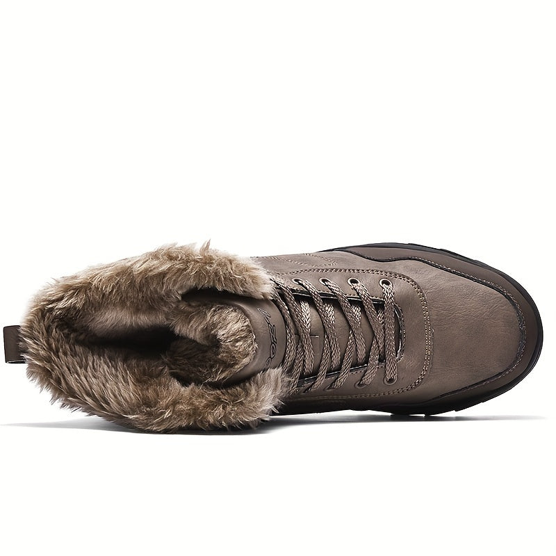 Bottes de Neige pour Hommes avec Doublure en Peluche, Chaussures Thermiques pour l'Hiver et la Randonnée Coupe-vent